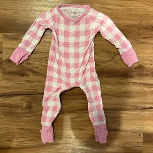 Little Sleepies Pink and White Checkered Footie